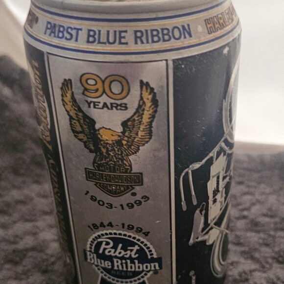 Vtg 1993 90th Anniversary Harley Davidson Motorcycle Pabst Blue Ribbon Beer Can - Picture 5 of 7